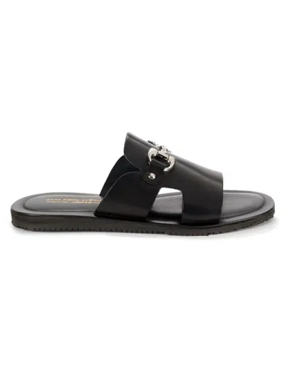Shop Saks Fifth Avenue Made In Italy Men's Leather Bit Sandals In Black