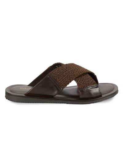 Shop Saks Fifth Avenue Made In Italy Men's Braided Open Toe Sandals In Dark Brown