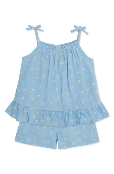 Shop Little Me Daisy Cotton Gauze Camisole In Blue