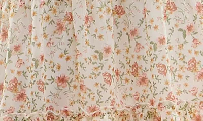 Shop Row A Floral Smocked Waist Minidress In Tan Floral