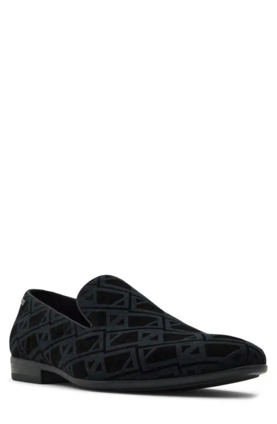 Shop Aldo Craig Velvet Loafer In Black/ Black