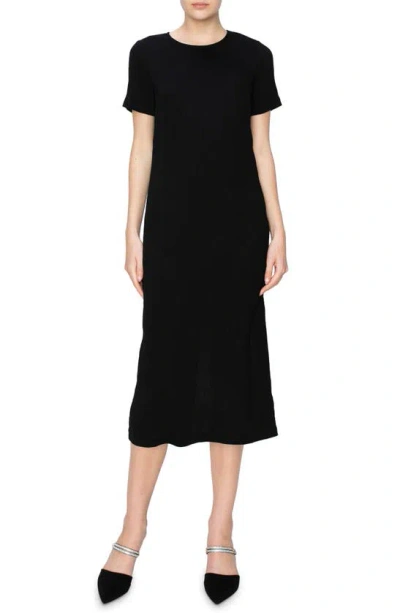 Shop Melloday Textured Knit Midi Dress In Black