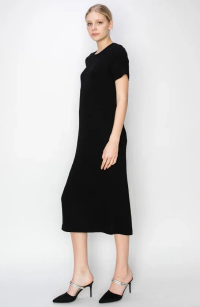 Shop Melloday Textured Knit Midi Dress In Black