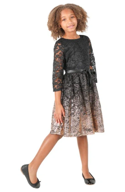 Shop Blush By Us Angels Kids' Foil Lace Dress In Black