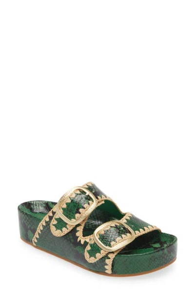 Shop Loeffler Randall Theo Slide Sandal In Green/ Natural
