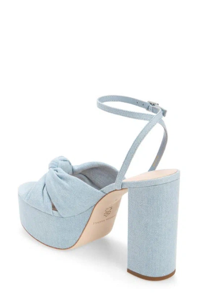 Loeffler Randall Roz Knot Platform Ankle-strap Sandals In Light Denim