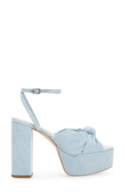 Loeffler Randall Roz Knot Platform Ankle-strap Sandals In Light Denim