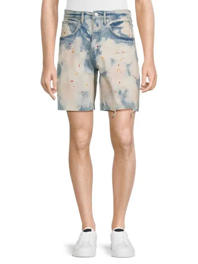 Shop Purple Brand Men's Splatter Paint Flat Front Denim Shorts