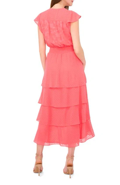 Shop Vince Camuto Ruffled Tiered Chiffon Maxi Dress In Calypso Coral