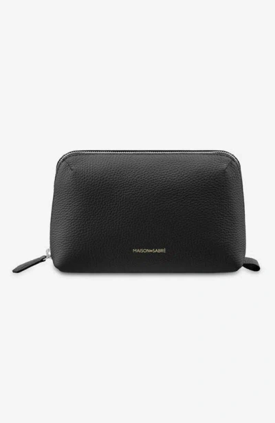 Shop Maison De Sabre Leather Tech Pouch In Black Caviar