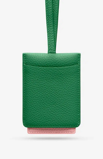 Maison De Sabre Leather Id Lanyard In Emerald Lily