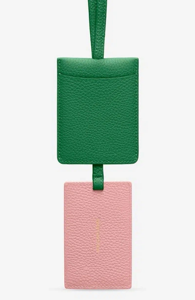 Maison De Sabre Leather Id Lanyard In Emerald Lily