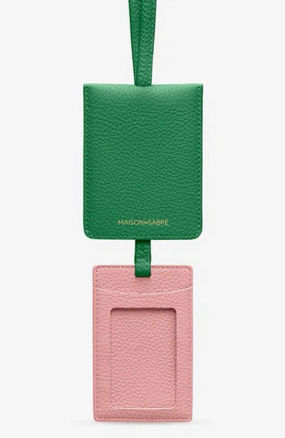 Maison De Sabre Leather Id Lanyard In Emerald Lily