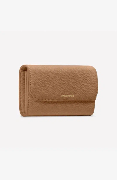 Maison De Sabre Maison De Sabré Long Leather Flap Wallet In Sandstone Lily
