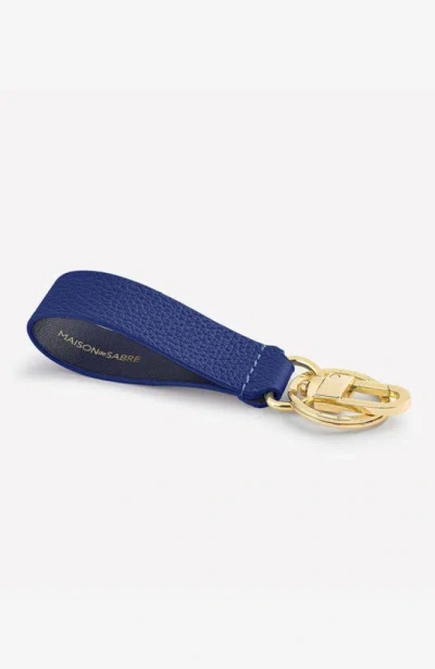 Shop Maison De Sabre Upcycled Leather Keychain In Lapis Blue