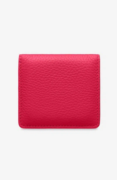 Maison De Sabre Leather Compact Mirror In Fuchsia Lavender