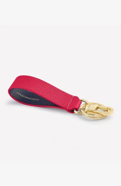 Shop Maison De Sabre Upcycled Leather Keychain In Shibuya Fuchsia