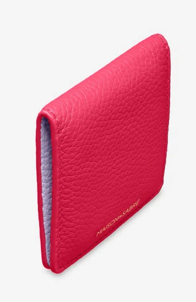 Maison De Sabre Leather Compact Mirror In Fuchsia Lavender