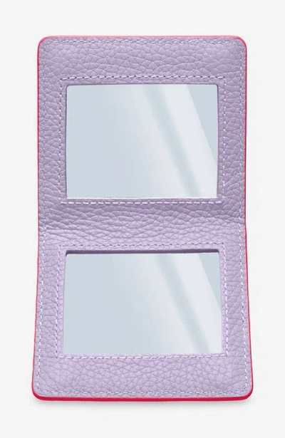 Maison De Sabre Leather Compact Mirror In Fuchsia Lavender