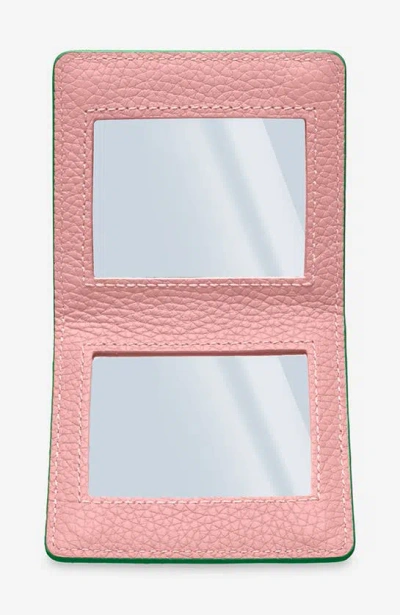 Maison De Sabre Leather Compact Mirror In Emerald Lily