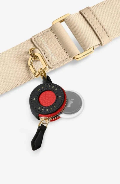 Maison De Sabre Maison De Sabré Leather Airtag Charm In Pomegranate Caviar