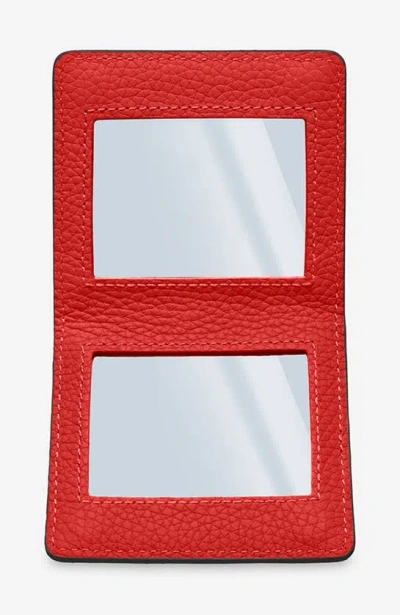 Maison De Sabre Leather Compact Mirror In Rouge Noir