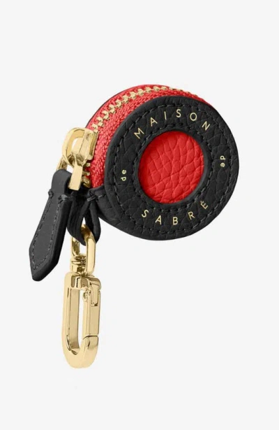 Maison De Sabre Maison De Sabré Leather Airtag Charm In Pomegranate Caviar
