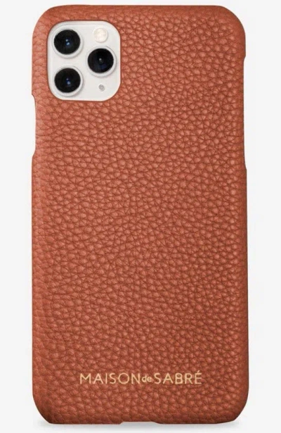 Shop Maison De Sabre Leather Phone Case In Walnut Brown
