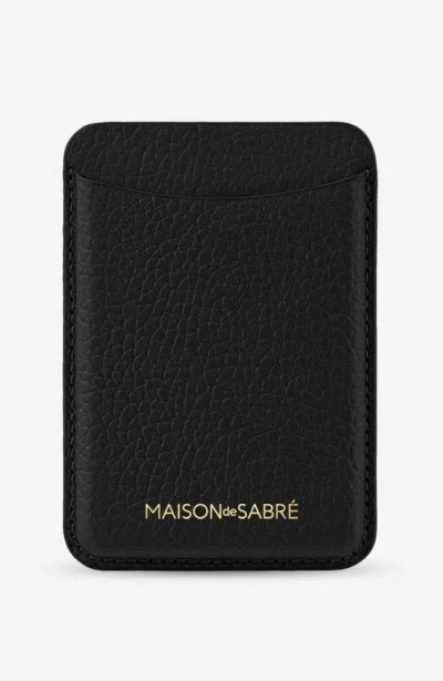 Shop Maison De Sabre Leather Magsafe Wallet In Black Caviar