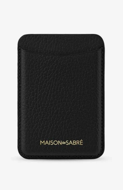 Shop Maison De Sabre Maison De Sabré Leather Magsafe Wallet In Black Caviar