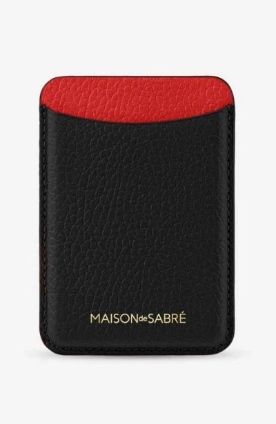 Shop Maison De Sabre Leather Magsafe Wallet In Pomegranate Caviar