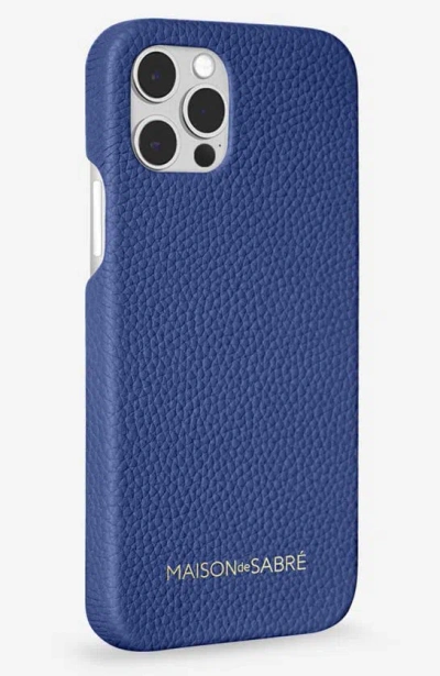 Shop Maison De Sabre Leather Phone Case In Lapis Blue
