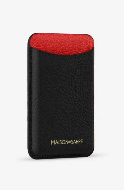 Shop Maison De Sabre Leather Magsafe Wallet In Pomegranate Caviar