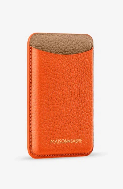 Shop Maison De Sabre Leather Magsafe Wallet In Manhattan Sandstone