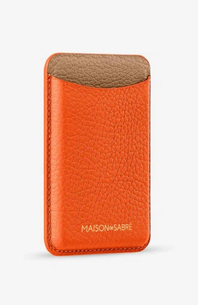 Shop Maison De Sabre Maison De Sabré Leather Magsafe Wallet In Manhattan Sandstone