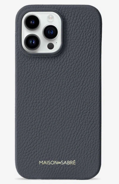 Shop Maison De Sabre Leather Phone Case In Graphite Grey
