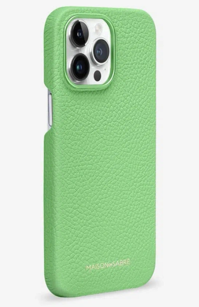 Shop Maison De Sabre Leather Phone Case In Mint Green