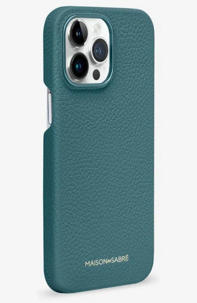 Shop Maison De Sabre Leather Phone Case In Bondi Blue