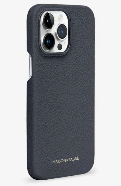 Shop Maison De Sabre Leather Phone Case In Graphite Grey