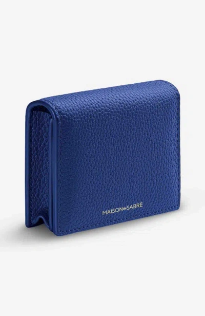 Maison De Sabre Leather Card Case In Lapis Blue