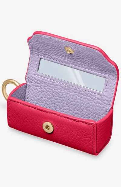 Maison De Sabre Leather Lipstick Charm In Fuchsia Lavender