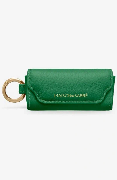 Shop Maison De Sabre Leather Lipstick Charm In Emerald Lily