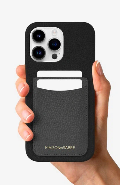 Shop Maison De Sabre Card Phone Case In Graphite Caviar