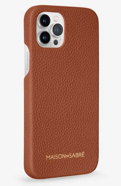 Shop Maison De Sabre Leather Phone Case In Walnut Brown