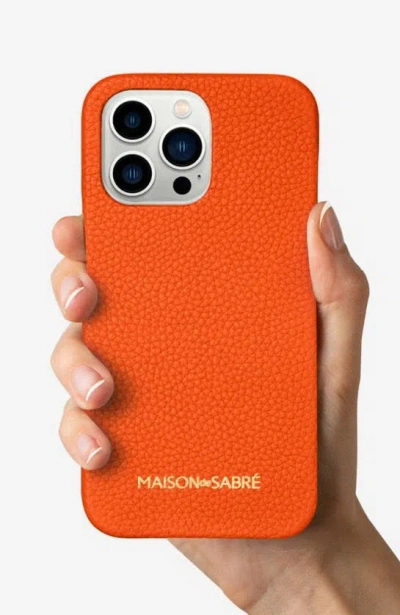 Shop Maison De Sabre Leather Phone Case In Manhattan Orange