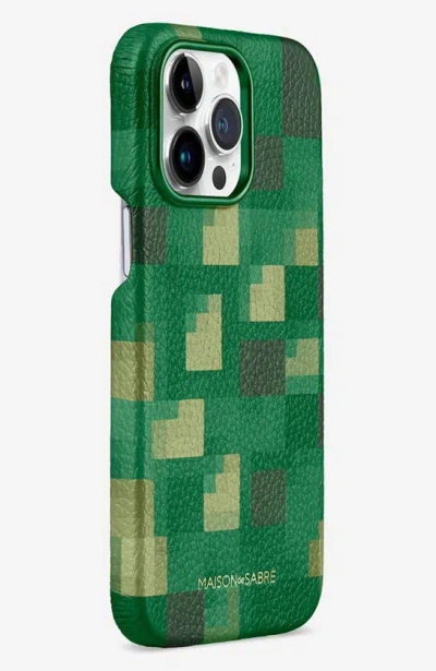 Shop Maison De Sabre Pixelated Phone Case In Pixel Green