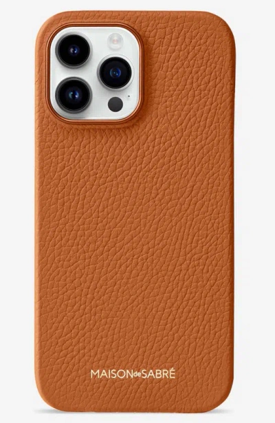Shop Maison De Sabre Leather Phone Case In Pecan Brown