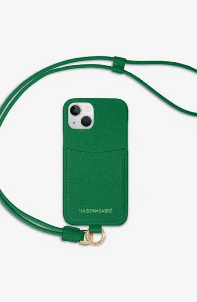 Shop Maison De Sabre Sling Phone Case In Emerald Green