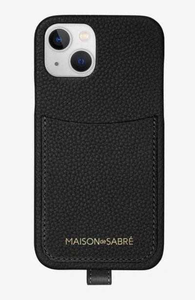 Shop Maison De Sabre Sling Phone Case In Black Caviar