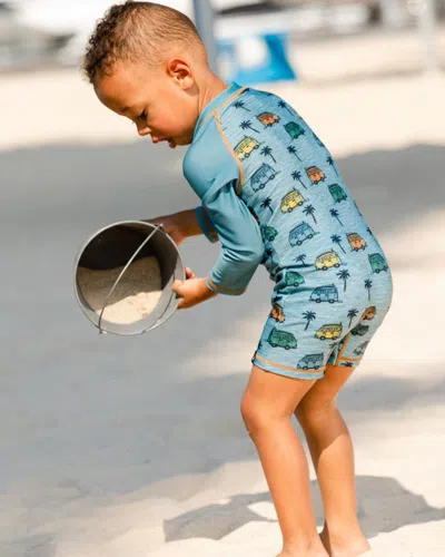 Shop Deux Par Deux Baby Boy's Long Sleeve One Piece Rashguard Printed Beach Caravan